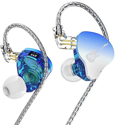 CCA ND DD3 4 Tone Adjustable in Ear Monitor Headphones, Dual Cavity Dual Magnetic Dynamic IEM Earphones, Clear Sound & Deep Bass Earphones Wired, Gaming Earbuds-Blue No Mic