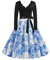 EFOFEI Damen Vintage Retro Rockabilly Kleider Hepburn Stil Cocktailkleider 1950er Vintage Retro Brautjungfernkleid Blau L