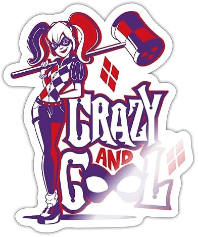Spreadshirt Super Hero Girls Harley Quinn Hammer Sticker, 10 x 10 cm, White Glossy