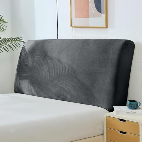 Yidaxing Bettkopfteil Hussen Bett Kopfteil Bezug, Weicher Strecken Samtstoff Staubdicht, Staubdichte Schutzhülle für gepolsterte Schlafzimmer Kopfteil(180-200cm,Dunkelgrau)