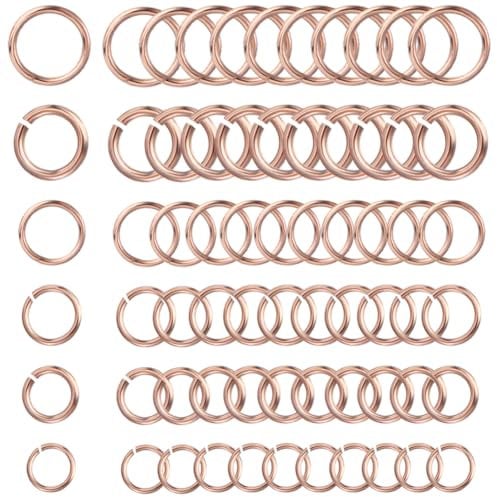 SUNNYCLUE 1 Box 720Pcs Jump Ring Sets 304 Stainless Steel Open Jump Rings 3/4/5/6mm Jumping Rings Bulk Rose Gold Metal Split Rings Linking Rings for Jewellery Making Accessories DIY Craft Supplies