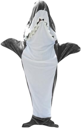 Pinkrin Shark Blanket, Hai Decke Erwachsene zum Anziehen, Flanell Haidecke-Super Weich und Gemütlich, Süß Hai Kostüm Ideal als Geschenk