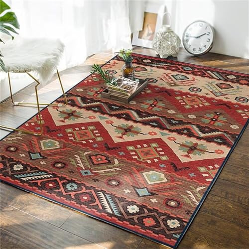 RUGMRZ Bodenmatte Auslegware Fuzzy rote Pflanze floral Dekoration, Wohnzimmer Zentrum Dekoration ist einfach zu pflegen Teppich 80X200CM