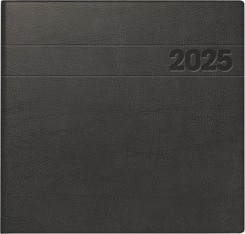 BRUNNEN Buchkalender Modell 766 (2025), 2 Seiten = 1 Woche, 210 × 205 mm, 144 Seiten, Schaumfolien-Einband, innen Hartfolie, schwarz
