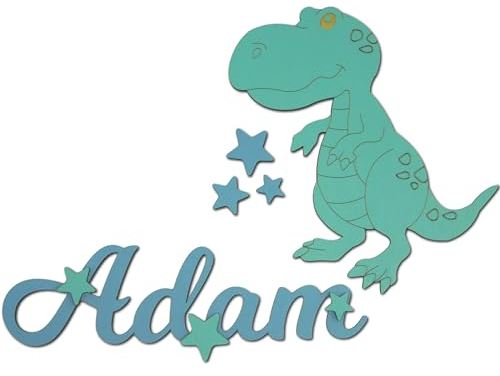 Türschild I personalisierter XXL Dinosaurier für das Kinderzimmer I die Kinderzimmertür I persönliches Geburtsgeschenk oder Taufgeschenk I inkl. Klebepads, Sterne und Herzen (XXL Dinosaurier)