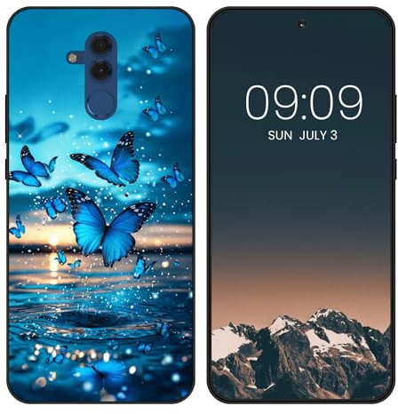 WUACYEAMING per Huawei Mate 20 Lite Cover,antiurto in silicone TPU morbido antiscivolo custodia protettiva con motivo dipinto nero Carino Moda Protezione Case-farfalla