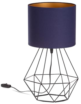 decorwelt Nachttischlampe Tischlampe Stehleuchte Wohnzimmer Blau-Gold Stehlampe Klein Beleuchtung Lampe Esstischlampe Esszimmer Schlafzimmer