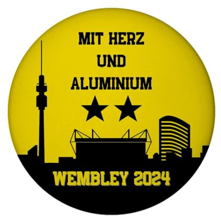 Dortmund Finale Wembley 2024 Magnet mit Flaschenöffner rund mit Spruch Mit Herz und Aluminium CL Finalist Königsklasse Fußball Europa Borsigplatz Souvenir