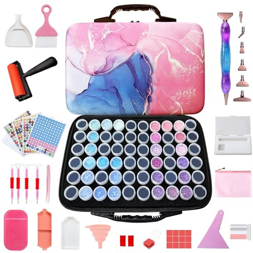 Fokenzary Art Diamond Painting Storage Containers 60 Slots Diamond Painting Kits Accessories and Tools Portable