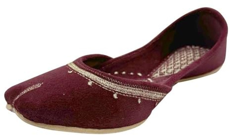 Step n Style Women Flat Ballerina Comfortable Punjabi Jutti Khussa Shoes Ethnic Loafers Pumps, Maroon, 9.5