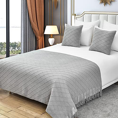 Générique Chemin de lit écharpe de lit châle d'hôtel décor de lit Double Couvre-lit châle Pied de lit Maison Moderne Doux Confortable ne se décolorent Pas draps pour Chambre à Coucher Chambre d'hôtel