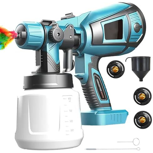 Akku farbsprühsystem Ersatz für Makita 18V BL1850, 1000 ML Farbspritzpistole mit 3 Düsen (1,0mm, 1,8mm, 2,5mm),3 Muster, für den Innen- und Außenbereich (ohne Akku)