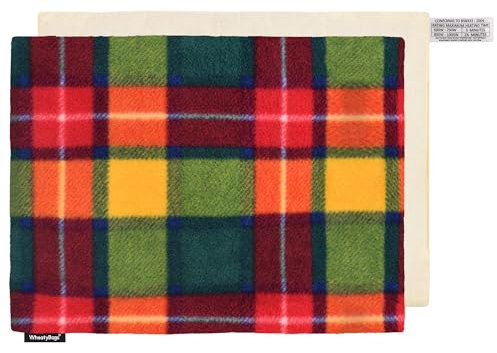 Wheat Bag Pet Heating Pad (40cm x 30cm) - (Fleece Fabric - Tartan Check with Removable Cover)