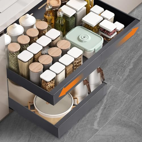 Cassetti Estraibili per Cucina, Cassetti Estraibili con Adesivo, Organizer Per Mobili da Cucina Per Mobili da Cucina, Cassetto Estraibile Cucina, Cassetto Della Cucina Senza Foratura Chiodatura