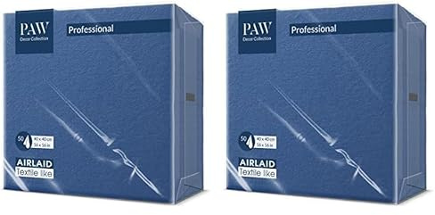 PAW - Airlaid Servietten (40 x 40 cm) I 50 Stück I Einfarbig I Stoffähnlich I Elegante Tischdekoration I HoReCa I Zu Anlässen wie Hochzeiten, Feiern, Weihnachten I Unicolor: Dunkelblau (Packung mit 2)