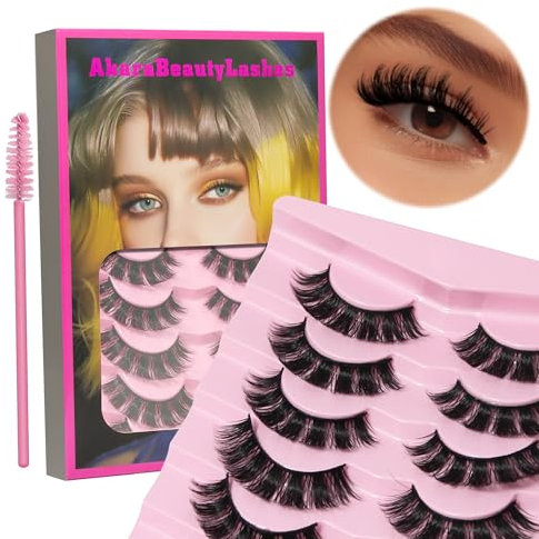 AKARA Ciglia finte Naturale 7 Coppie 3D Volume Russo Ciglia finte False Mink Ciglia (Russian-R07)