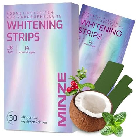 Schonende Zahnaufhellung Whitening Strips - Bleaching Zähne frei von Peroxid für strahlendes Lächeln - schonend Zähn aufhellung - teeth whitening strips zahnbleaching Cocos