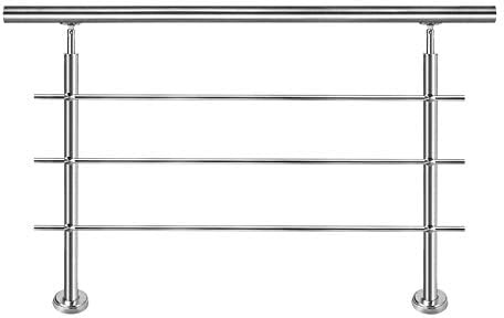 Froadp 100cm Treppengeländer Edelstahl Winkelverstellbar Handläufe mit Kugelring und 2 Pfosten Innen Stange Geländer-Set für Treppen Terrassen Brüstung (3 Querstäbe)