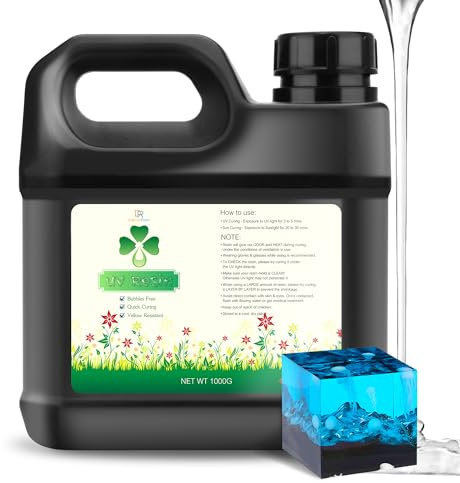 UV Harz Klar 1,000g - Kristallklarer UV Epoxidharz für die DIY Schmuckherstellung, Kunsthandwerk - Geruchsarmer Ultravioletter Harz Schnell Aushärtendes Epoxidharz für Harzformen, Gießen