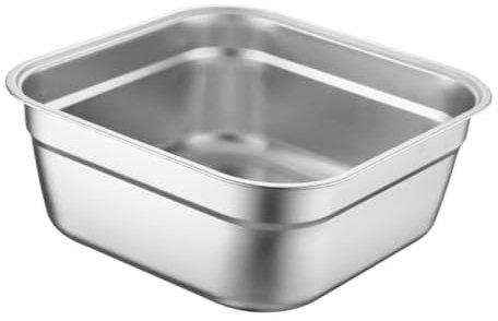 GRIRIW Flat Bottom Stainless Steel Basin Thick Metal Vegetable Washing Bowl Household Salad Bowl
