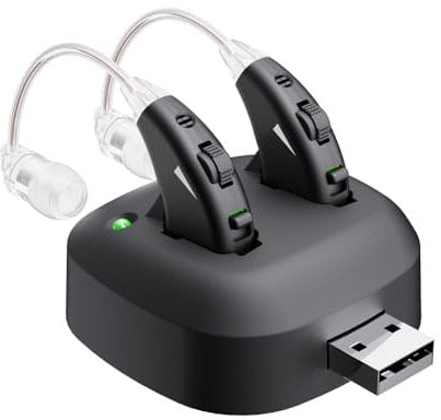 JINGHAO Amplificateur De Son - Paire d'amplificateurs sonores personnels rechargeables pour contours d'oreille