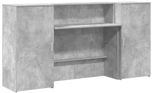 vidaXL Bureau de réception Gris béton 200x50x103,5cm Bois d'ingénierie, comptoir de réception, réception de Salon, comptoir de Bar de réception