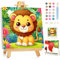 Mafenr Art Peinture Numero Enfant, Lion Peinture par Numero Enfant, Lion Paint by Numbers pour Décoration et Cadeaux, Avec Cadre et Chevalet 20x20cm