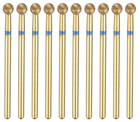 sourcing map Lot de 10 forets diamantés 120-140 - Tête sphérique de 4 mm - Tige de 2,35 mm - Longueur : 4 mm - Longueur : 4 mm - Forets rotatifs pour poncer les ongles