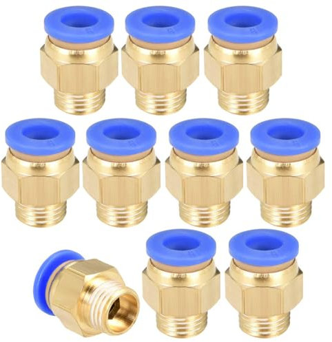 TA-VIGOR 6mm Pneumatic Push to Connect Fittings, 1/4 PT Male Thread Quick Connect Straight Coupler, Air Line Push Fit Connectors for Pneumatic Systems and Air Compressors, 10Pcs