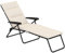 Outsunny Bain de Soleil Pliable transat inclinable 6 Positions Grand Confort avec Matelas + accoudoirs Acier Polyester crème