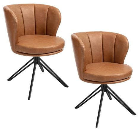 WOLTU Esszimmerstühle 2er Set drehbar, ergonomisch, Kunstleder, Braun