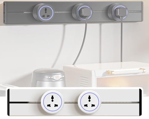 DEaThsalL Prise De Courant sur Rail, Cuisine, Salon, îLot Central, Bureau, Prise Flexible, 32 A, 8 000 W, avec 2 Adaptateurs, Prise Murale à Commande Individuelle White40cm