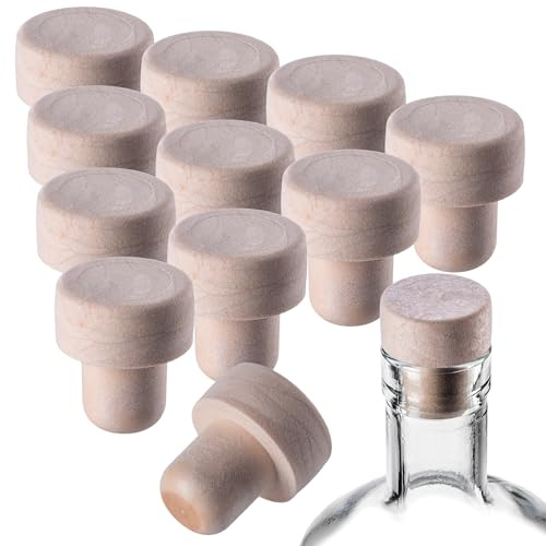 KADAX Set di 10 tappi in sughero sintetico, diametro 18,5 mm, riutilizzabili, per bottiglie di vino, liquore e succo, ermetici e adatti per il fai da te