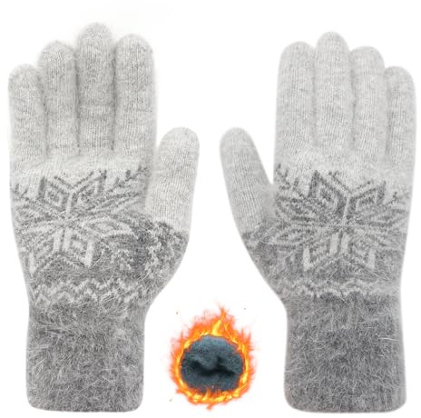 Long Keeper Winterhandschuhe Damen Herren Schneeflocke Dicke Winter Handschuhe Warme Gestrickte Thermo Handschuhe Gefüttert Gedehnt Strickhandschuhe Fäustlinge