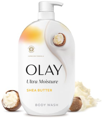 Olay Body Wash for Women, Ultra Moisture, 24/7 Moisture Barrier Repair, Hydrating Formula for Visibly Healthy Soft Skin, Vitamin B3 & Hyaluronic Blend, For All Skin Types, Shea Butter Scent, 35 fl oz