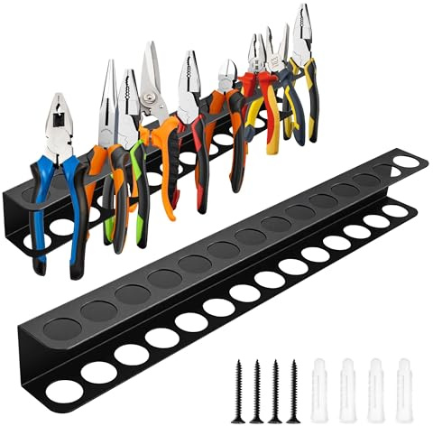 ZHABAYEN 2 PCS Wall Mounted Steel Tool Organiser, Screwdriver Holder Rack | Tool Racks for Shed, Workshop, Organises Pliers, Spanners, Wrenches