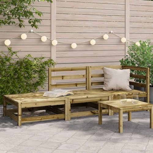 Owoxanthellate 2-Sitzer Gartensofa Kiefer imprägniert 210x70x67 cm mit Hocker modulares Balkon-Set wetterfest
