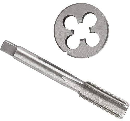 Set di maschi e filiere for filettatura metrica M24, passo da 0,5-3 mm in acciaio ad alta velocità con scanalatura diritta, maschio a vite destro e filiera rotonda(M24X3)