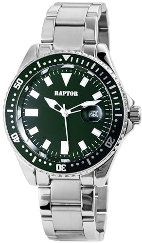 Raptor Damen Armbanduhr Analog in Silber, Gesamtlänge 23.5 cm, Edelstahlarmband – 3 ATM