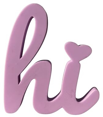 Mel Made Studio hi Schriftzug Deko Aufsteller – moderner 3D Druck Schriftzug in Wunschfarbe – Minimalistische Tischdeko für Wohnzimmer, Regal, Frühling & Ostern (Flieder)
