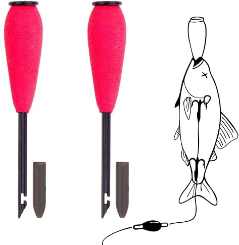 ZECK Fishing Pop Up Stick • 2 × längliche Eva‑Auftriebskörper • Mit Stäben & Sleeves • Für Köderfische über Grund • Auch für halbe Köfis & Fetzen