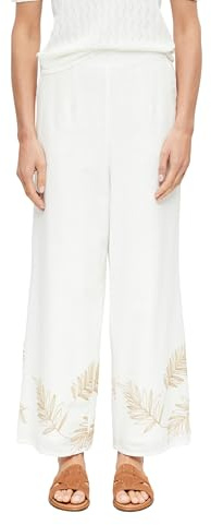 s.Oliver Black Label Damen Hose mit Stickerei, Wide Leg 2179168