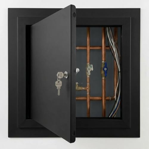 Porta di Ispezione 30x40 cm in Alluminio, Sportello di Ispezione con Serratura a Chiave, Botola Ispezione per Cartongesso e Muro, Pannello di Accesso Resistente(Nero,75x75cm)