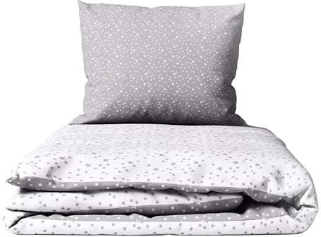 Baby Comfort 2-Piece Toddler Duvet & Pillow Set - 120x90 cm - 100% Cotton Breathable Fabric - Machine Washable Quilted Bedding for Cot Bed 12M+ (Small Stars)