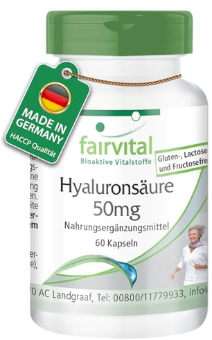 fairvital Hyaluronsäure 50mg, VEGAN, 60 Kapseln, schluckfreundlich