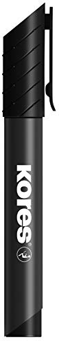 Kores - K-Marker XP1: Schwarze Permanent Marker Stifte, Rundspitze mit wasserfester und geruchsfreier Tinte, für alle Oberflächen, 12 Stk Packung