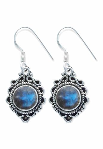 Ohrhänger 925 Silber Damen | echtes Silber, verschiedene echte Steine zur Auswahl, handarbeit aus Indien, im Geschenkbeutel