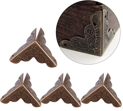 Haofy 12pcs Corner Decorative Protectors for Metal Box Jewelry Gift Case, Desk Safety Bumpers Iron Cover Guard(Bronze)