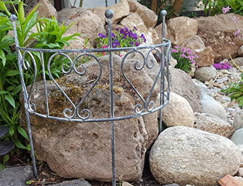 Staudenhalter Rankhilfe Bogen Zaunelement Metall Antik Design - 40x30 cm Gross (Grau)