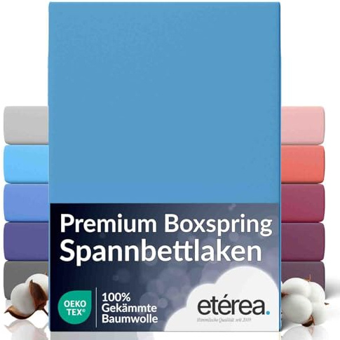 etérea Boxspring Jersey Spannbettlaken 140x200-160x220 cm Hellblau